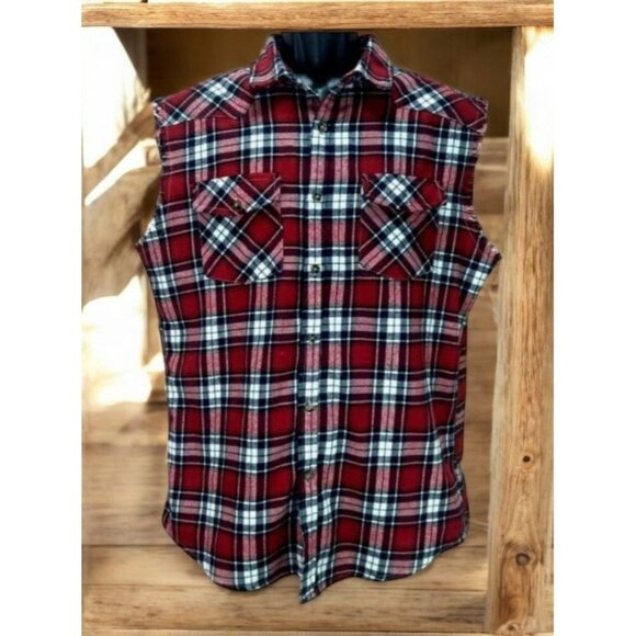Nutexrol Womens Sleeveless Boyfriend Flannel Shirt Small with Frayed Edges - Picture 1 of 4